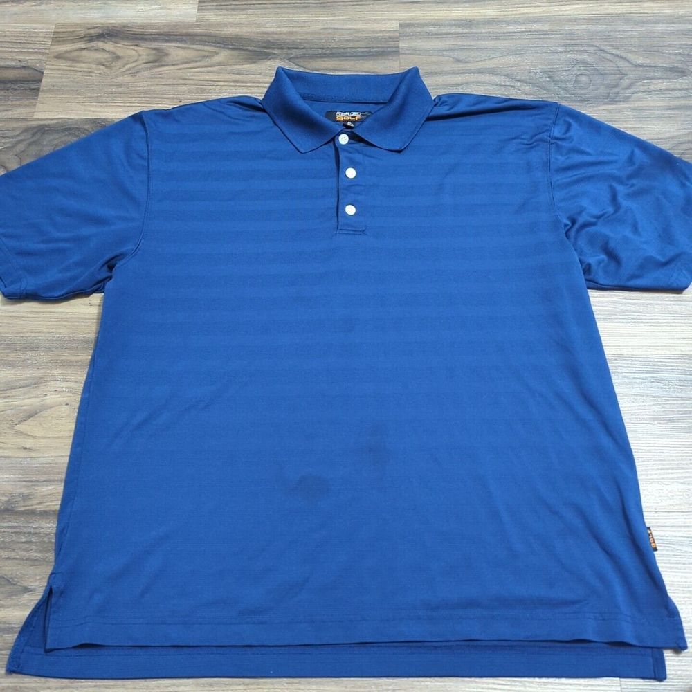 Reebok‎ Polo Golf Shirt Men's XL Blue Polyester Short Sleeve B
